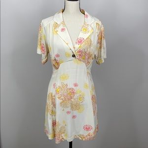 Free People Blue Hawaii Cream Combo Minidress M